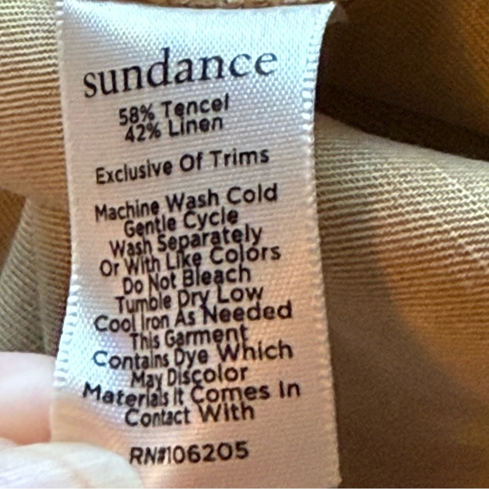 Sundance Tencel Linen Blend Midi Dress L Button Down Sleeveless Beige Yellow - Picture 16 of 16